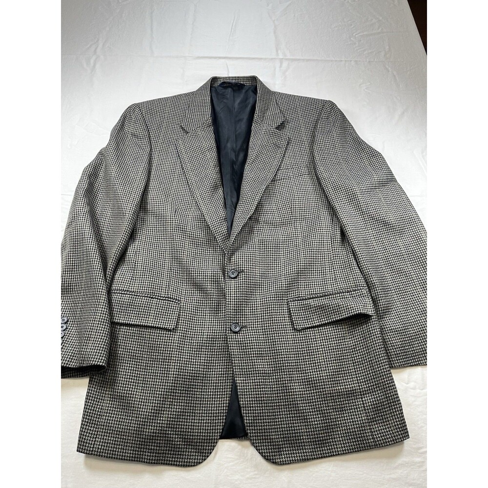 Jos A Bank Executive Sport Coat 40L Mens 40 Long Wool Houndstooth Blazer Jacket